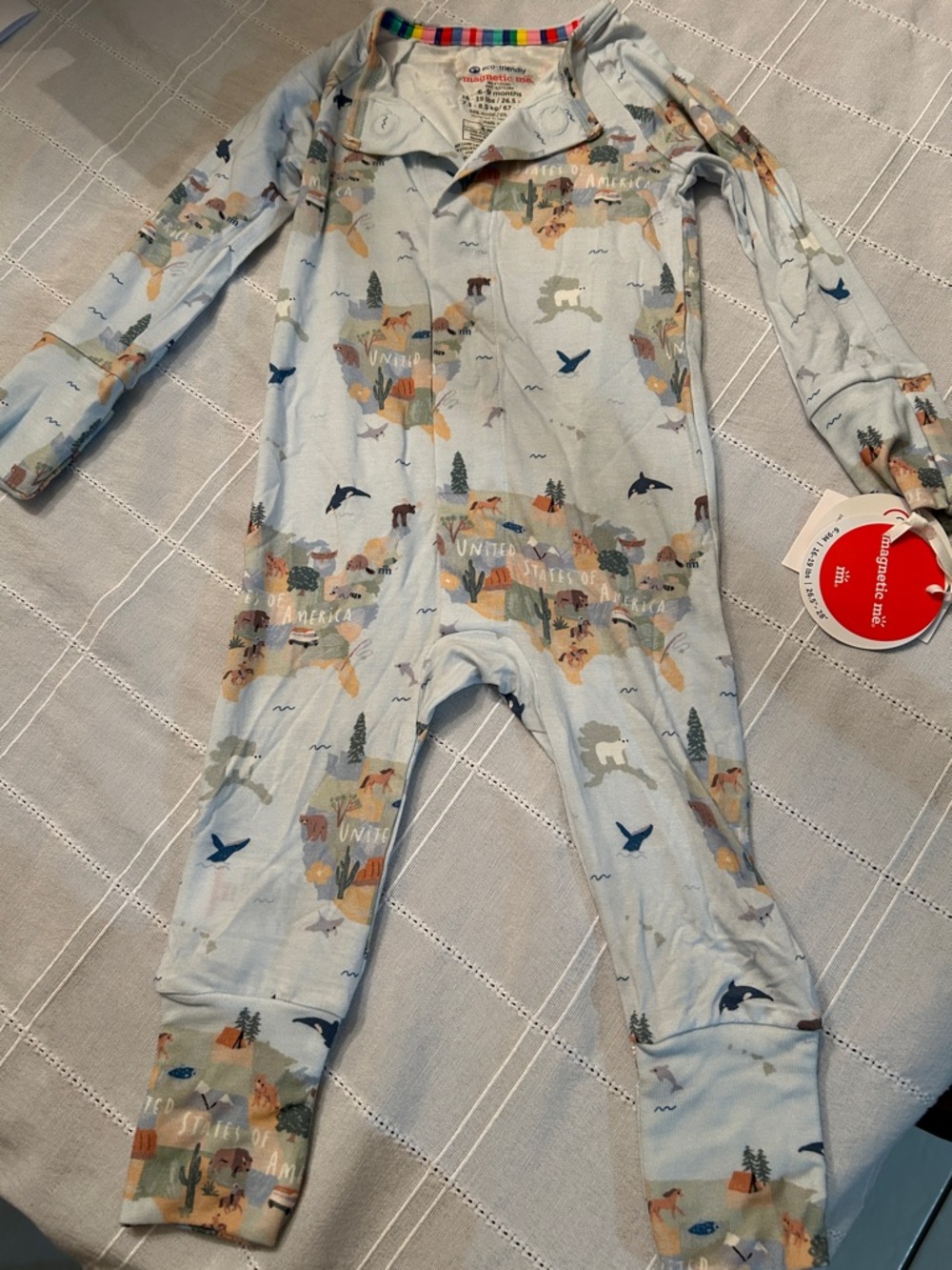 Magnetic Me Pale Blue Map & Animal Print One-Piece Footie

America The Beautiful - Picture 3 of 4